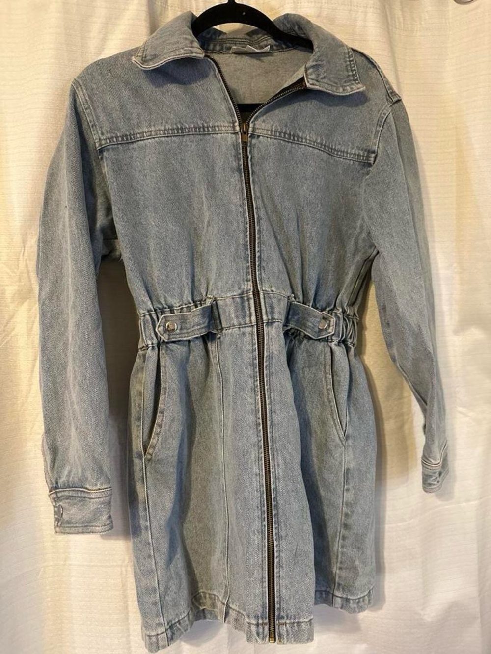 Light Blue Denim Zip-Front Women’s dress